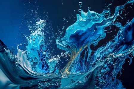 Beautiful abstract background. Liquid, splashes. Water. Generative AIの素材