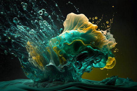 Beautiful abstract background. Liquid, splashes. Water. Generative AIの素材
