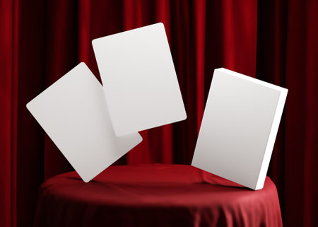 White and blank playing cards with box. Poker cards mock up. Template with copy space for your design. Close-up. Cards mockup. 3D rendering.の写真素材