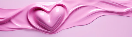 Light purple liquid heart on a delicate backdrop, embodying love and luxury, perfect for romantic or Valentineâs Day themes, beauty products, or elegant marketing campaigns. Banner. Generative AI.の素材