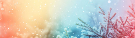 Abstract gradient background with snowy trees, pastel colors. Winter, snow theme. Peaceful and versatile backdrop for any creative project or design. Pink, blue, soft hues. Generative AIの素材