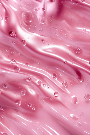 Gleaming pink cosmetic gel texture, ideal for beauty ads, skincare branding, or as a vibrant background in health and wellness design projects. Close-up view. Vertical backdrop. Generative AIの素材