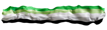 The Aromantic Pride Flag is showcased against a clean white backdrop, featuring alternating stripes of green, white, and black. This flag represents a celebration of aromantic identity and awarenessの写真素材