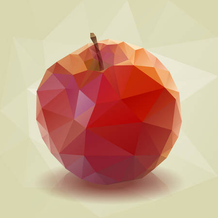 Red Low-poly Triangular Apple. Vector Illustration EPS10.のイラスト素材