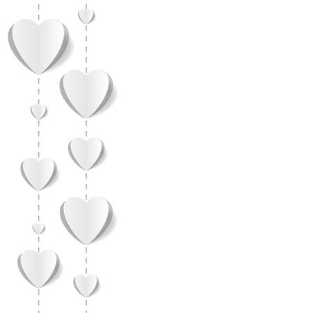 Cut out paper hearts background for wedding, romantic cards. White-on-white, pop up style. Vector Illustration のイラスト素材