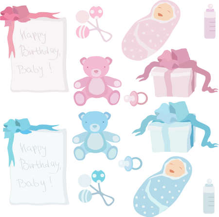 Baby birth accessories and presents のイラスト素材