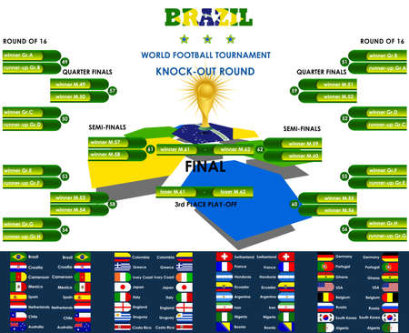 World football tournament knock-out round, Brazil, vectorのイラスト素材