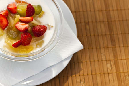 Yogurt with fresh fruits withの写真素材