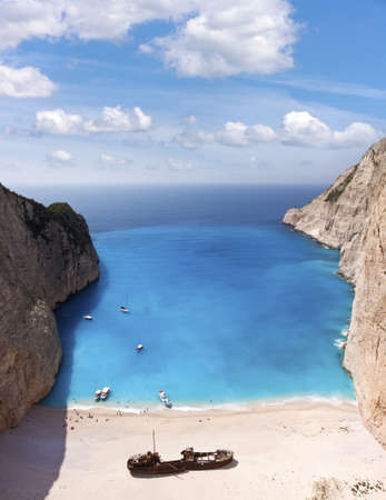Shipwreck of the Navagio Beach in Zakynthos - Greece ionian Seaの写真素材