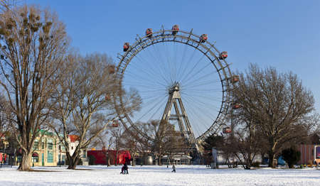 Historic ferris wheel  German   Riesenrad  of Vienna in winterのeditorial素材