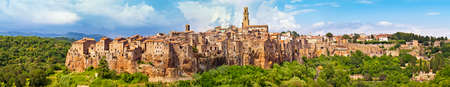 Panorama view of the town Pitigliano, Italyの写真素材
