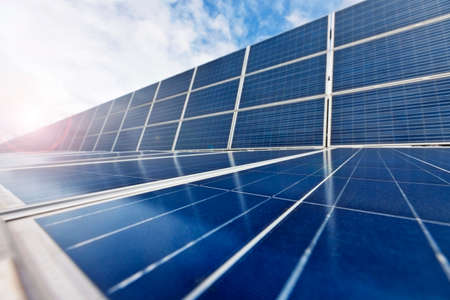 Photovoltaic Cells or Solar Panels in sunlight