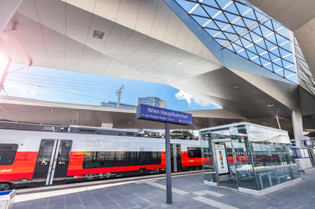 The New Main Railway Station with the new OEBB Train Cityjet.