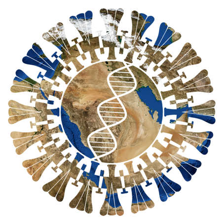 Coronavirus above Europe. Graphics combined with a map of Europe - of our blue planet Earth - isolated on white background.の写真素材