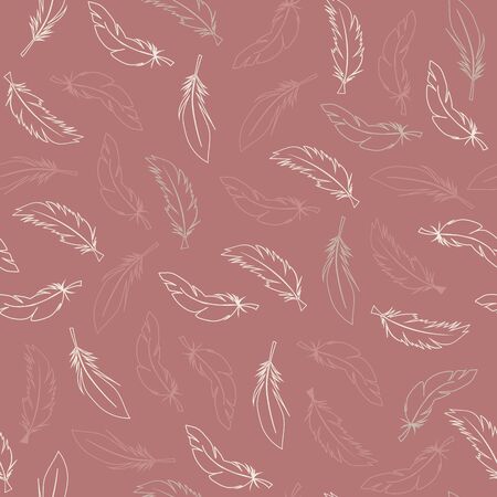 Feather on coral background seamless pattern textureのイラスト素材