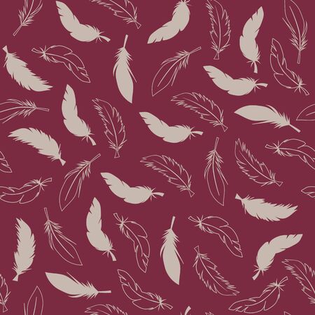 Feather on red background seamless pattern textureのイラスト素材
