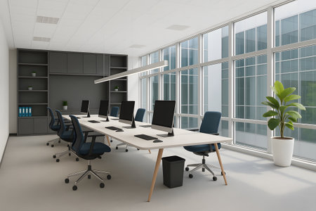 Interior of a modern office 3D Rendering mock-upの素材