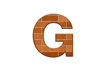 Letter G Text in 3d Bricks texture Isolated On Whiteの写真素材