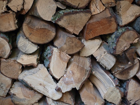 Detail of a pile of firewoodの写真素材
