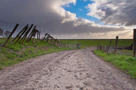 Curved country road und a curved cloudscapeの写真素材