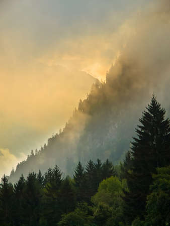Sunrise over Mountain in the European Alps in France near Les Deux Alpes