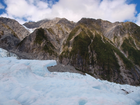 Blue Ice on the Franz josef Glacier, West coast, New Zealandの写真素材