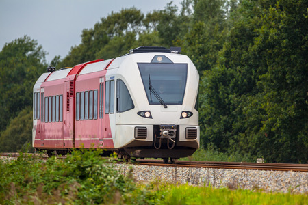 Regional Light Train on its Jouney in the North of the Netherlands
