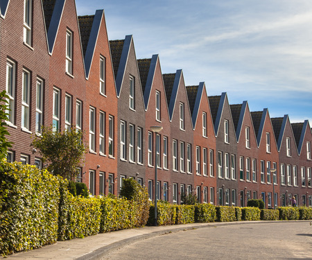 Modern Street with Terraced Real Estate for Families in the Netherlandsのeditorial素材