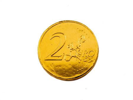 Euro coin on white background as a concept for financeの写真素材