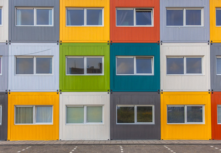House Block Apartments in Varied Colors in Amsterdam, The Netherlandsのeditorial素材