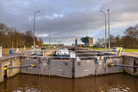 Giant Pneumatic Marine Sluice in Delfzijl, Netherlandsのeditorial素材