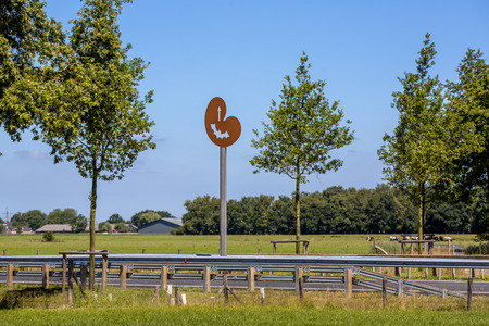Drachten, Netherlands - June 9, 2016: Functional wildlife crossing hop over aid for bats and birds on regional highway N381 in Frieslandのeditorial素材