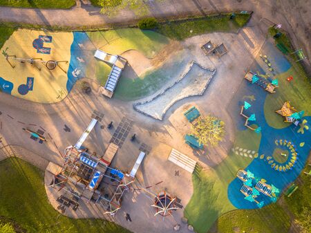 Playground aerial with colotful patterns from aboveの写真素材