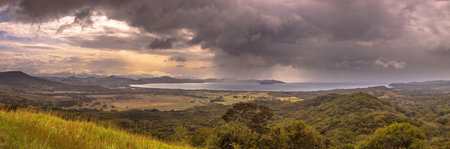 View over Bahia de Salinas in Puerto Soley La Cruz, Costa Rica. Landscape scene of nature in Central Americaの写真素材