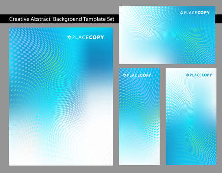 Selection of abstract field of blue dot swirl background template sets with plenty of text spaceのイラスト素材