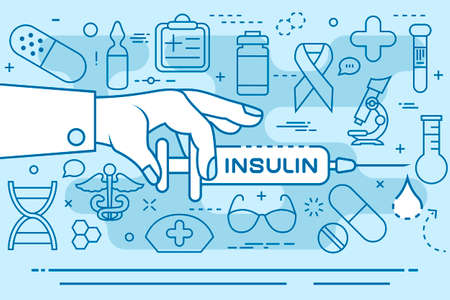 Insulin line concept. Vector illustration. Element template for design.のイラスト素材