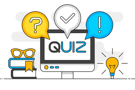 Quiz computer monitor line concept. Vector illustration. Element template for design.のイラスト素材
