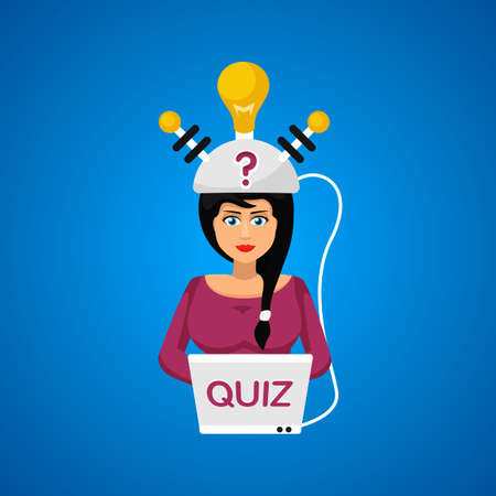 Quiz hat flat concept. Head test Vector illustration. Element template for design.のイラスト素材