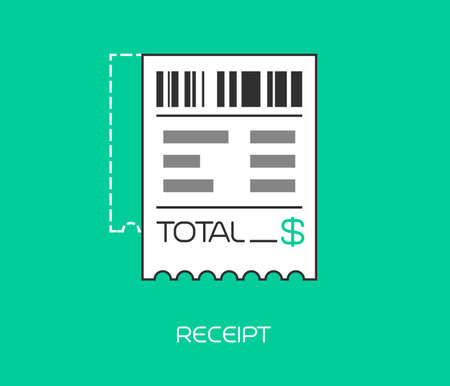 Sales printed receipt. Shopping paper ATM bill. Flat icon. Vector illustration.のイラスト素材