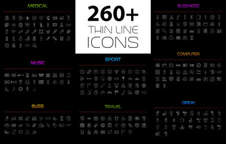 Large thin line icons set. Quality sign. Vector symbols.のイラスト素材