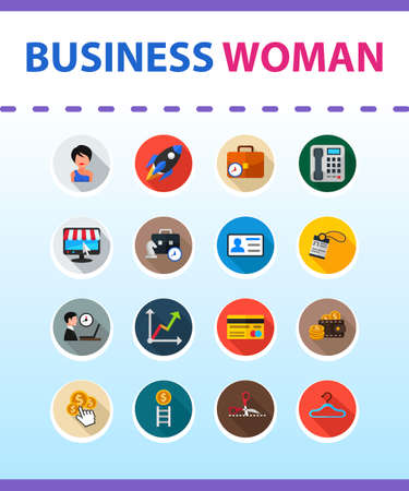 Business woman flat icon concept. Vector illustration. Element template for design.のイラスト素材