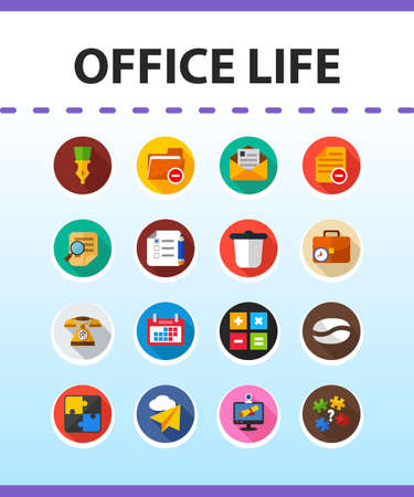 Office life flat icon concept. Vector illustration. Element template for design.のイラスト素材
