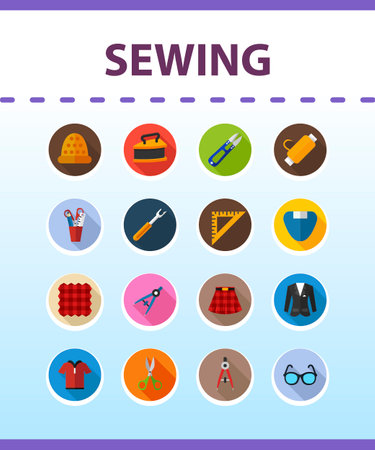 Sewing flat icon concept. Vector illustration. Element template for design.のイラスト素材