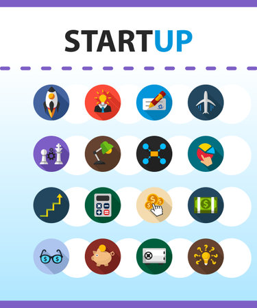 Startup flat icon concept. Vector illustration. Element template for design.のイラスト素材