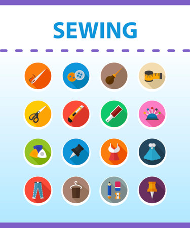 Sewing flat icon concept. Vector illustration. Element template for design.のイラスト素材