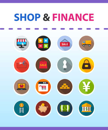 Shop and finance flat icon concept. Vector illustration. Element template for design.のイラスト素材