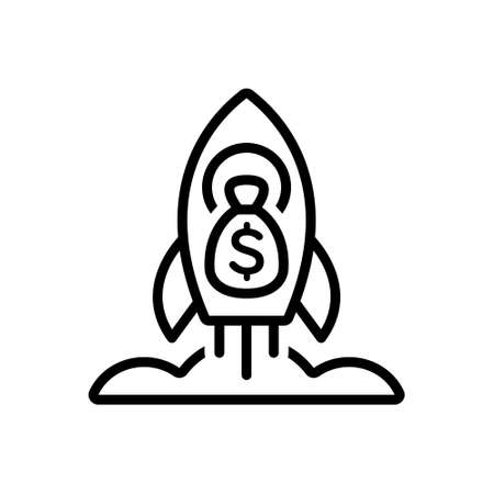 Icon for rocket space ship with money bag of dollars,launchのイラスト素材