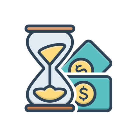 Icon for money stack and sand clock, hourglassのイラスト素材