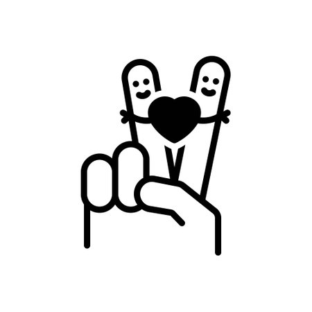 Icon for heart on two finger, heartのイラスト素材