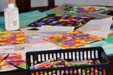 arts & crafts on the tableの写真素材